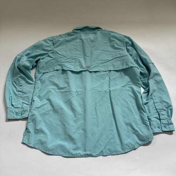 Columbia PFG Shirt Womens Large Turquoise Long Sleeve Performance Vented Outdoor - Picture 5 of 9